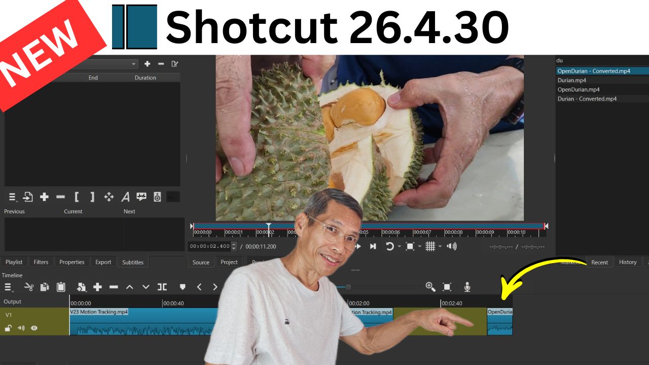 Shotcut v26.4.30 GPU Speech To Text